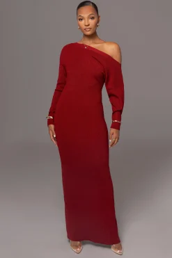 Red Night Shimmers Asymmetrical Maxi Dress*JLUXLABEL Sale