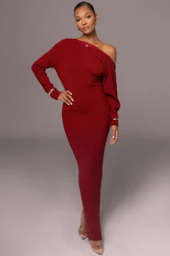 Red Night Shimmers Asymmetrical Maxi Dress*JLUXLABEL Sale