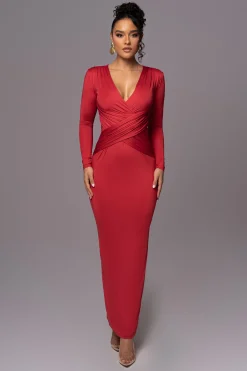 Red Rowan Plunge Maxi Dress*JLUXLABEL New