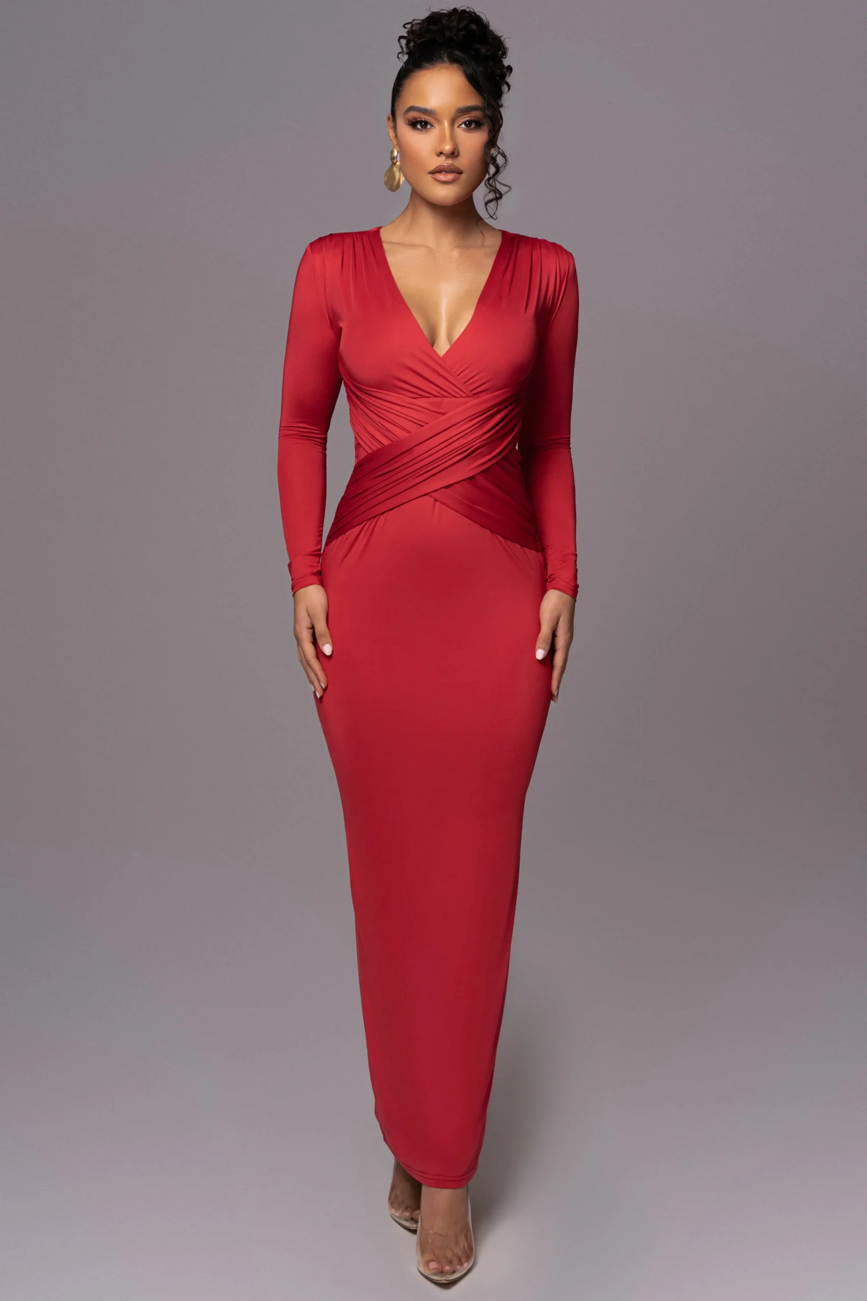 Red Rowan Plunge Maxi Dress*JLUXLABEL New