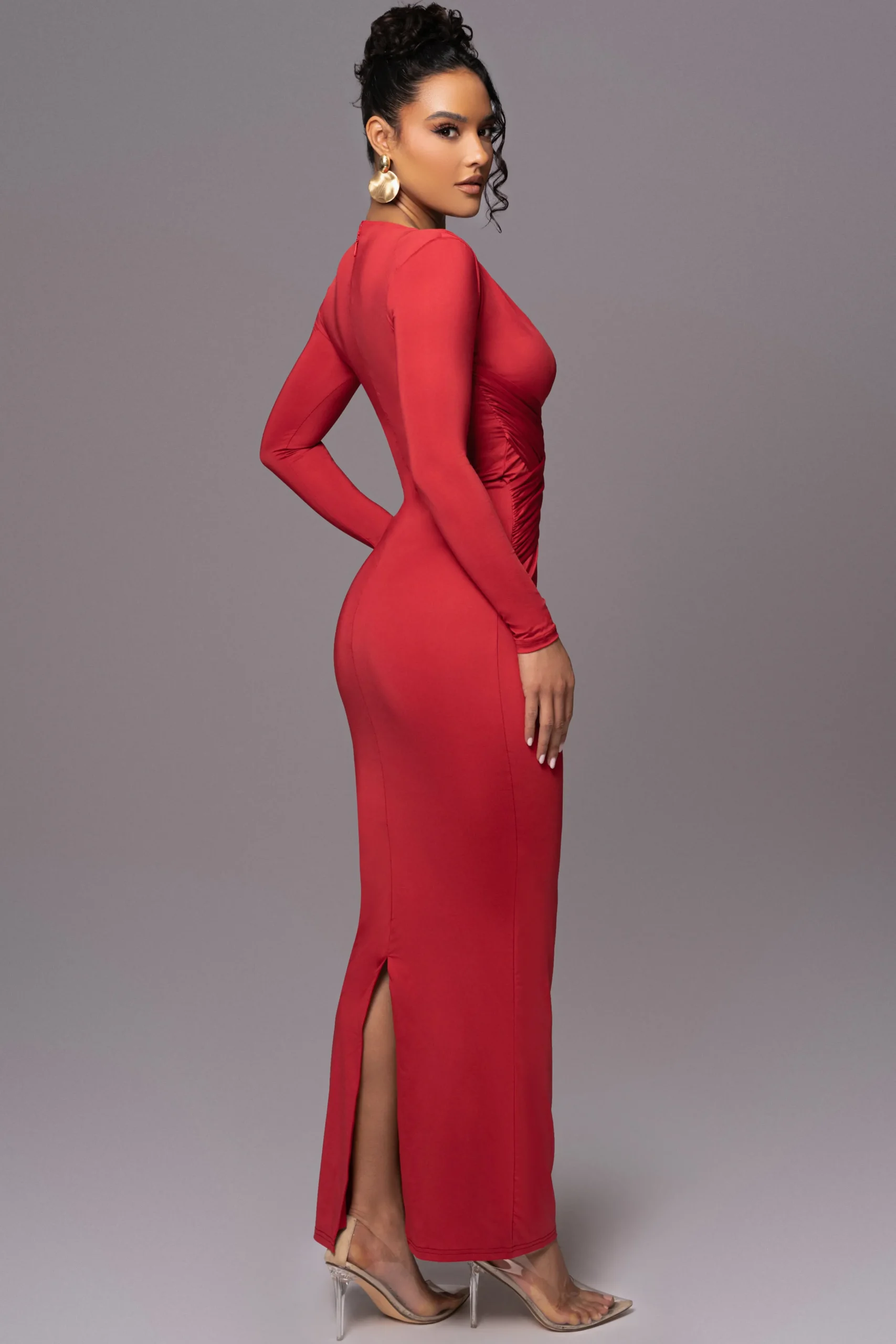 Red Rowan Plunge Maxi Dress*JLUXLABEL New