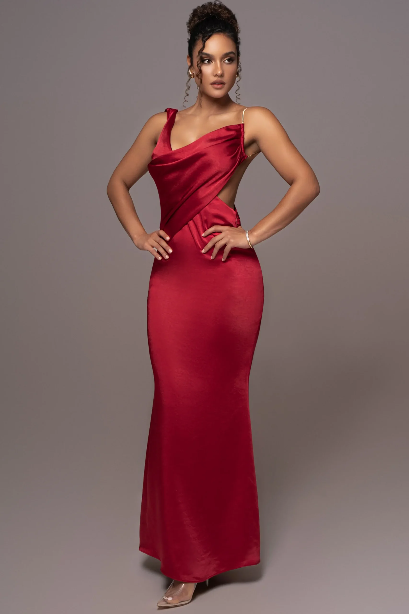 Red Satin Belle Maxi Dress*JLUXLABEL Outlet