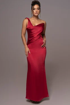Red Satin Belle Maxi Dress*JLUXLABEL Outlet