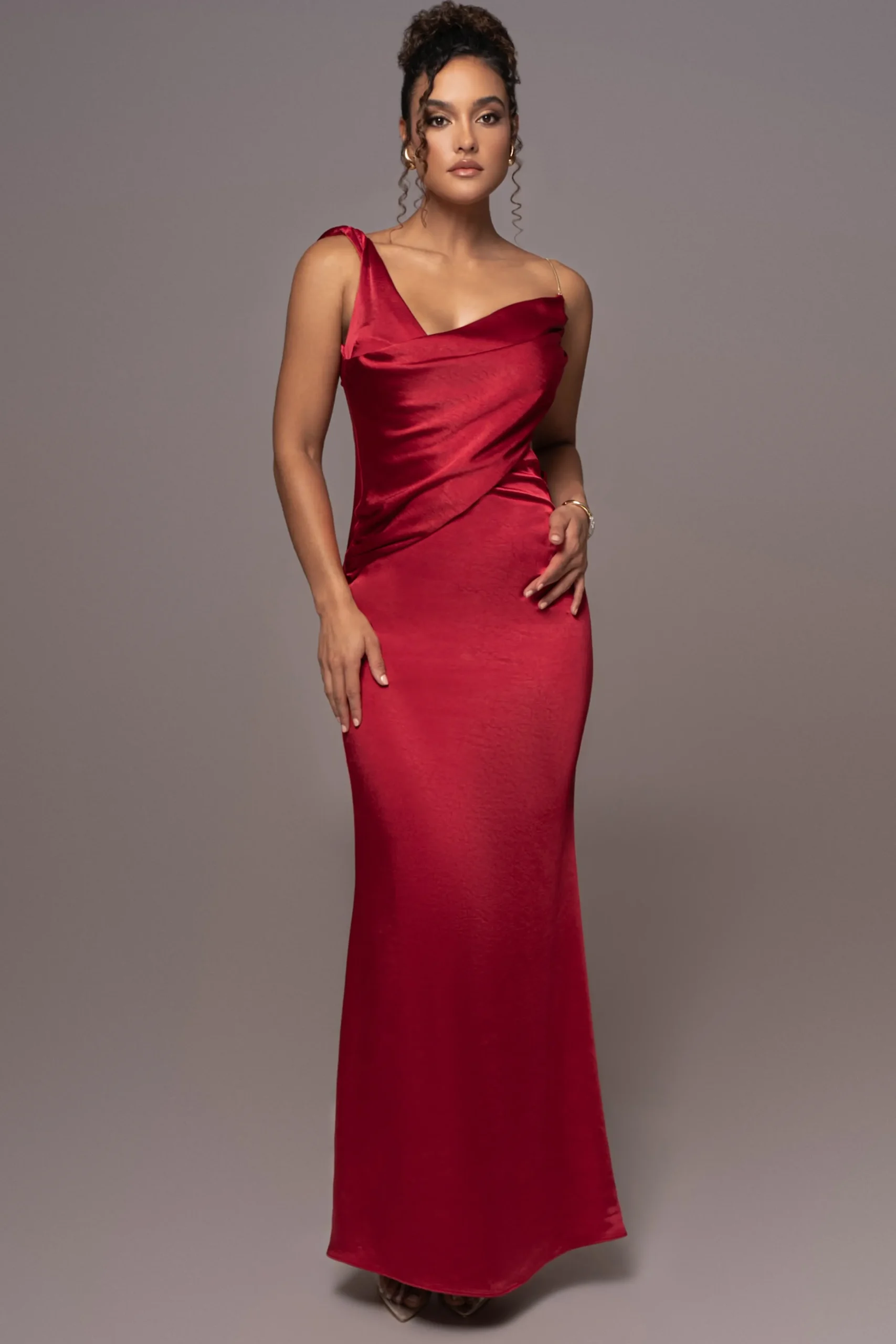 Red Satin Belle Maxi Dress*JLUXLABEL Outlet