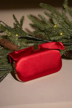 Red Satin Bow Clutch*JLUXLABEL Clearance