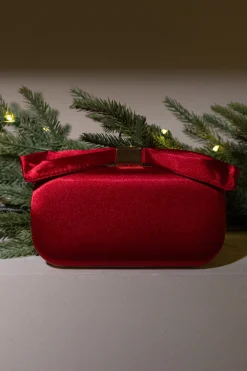 Red Satin Bow Clutch*JLUXLABEL Clearance