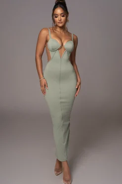 Sage Enchantment Bustier Maxi Dress*JLUXLABEL Hot