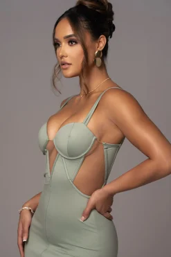 Sage Enchantment Bustier Maxi Dress*JLUXLABEL Hot