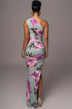 Sage Floral Eden One Shoulder Maxi Dress*JLUXLABEL Best