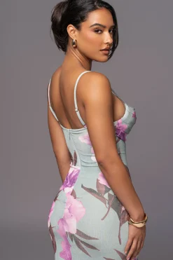 Sage Floral Slinky Visions Of You Maxi Dress*JLUXLABEL Hot