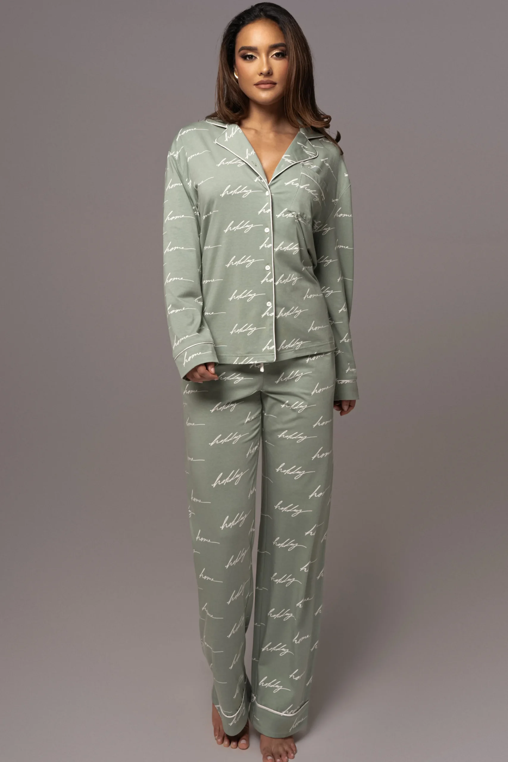 Sage Home For The Holidays Adult Pajama Set*JLUXLABEL Online