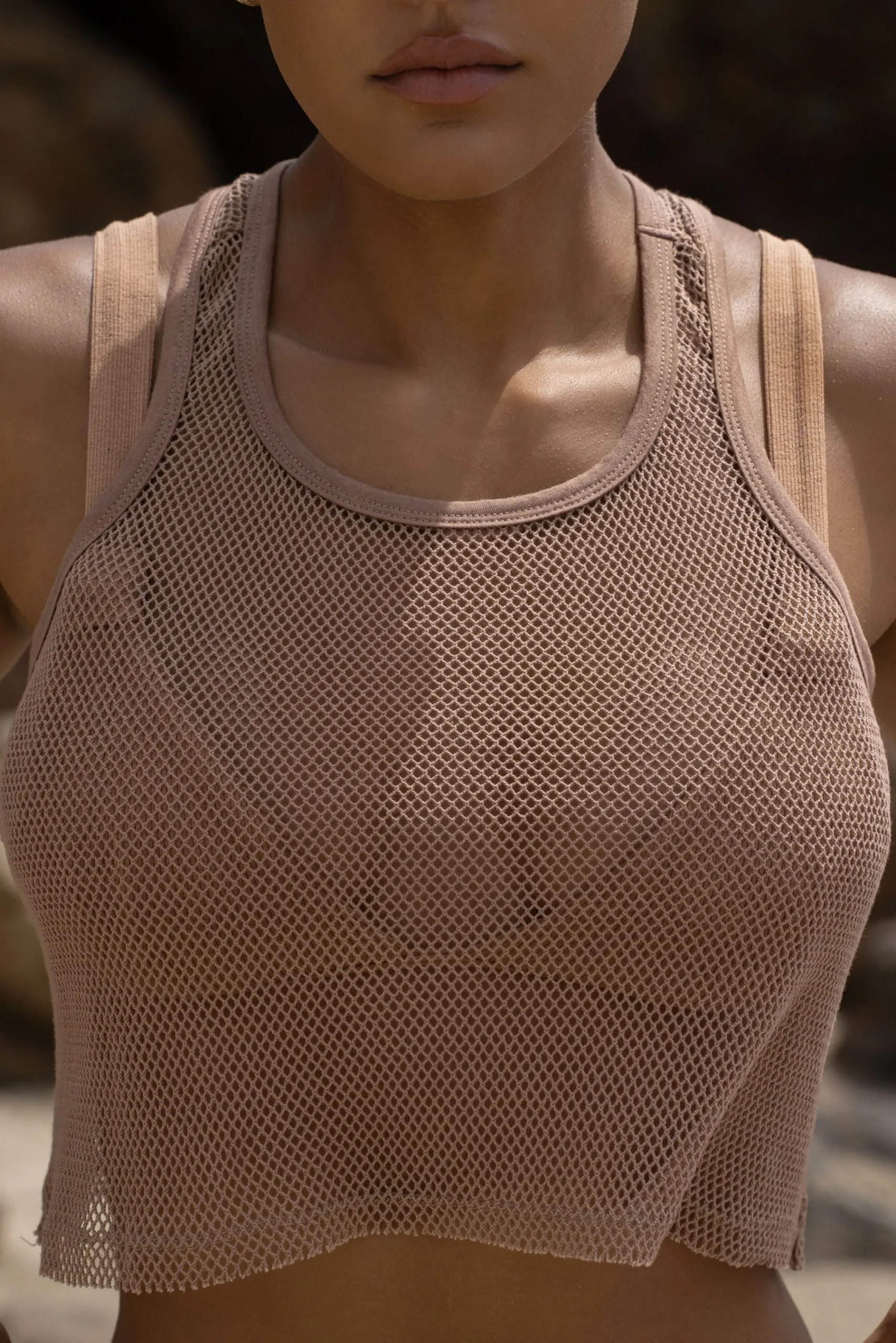 Sand Fishnet Crop Tank*JLUXLABEL Fashion
