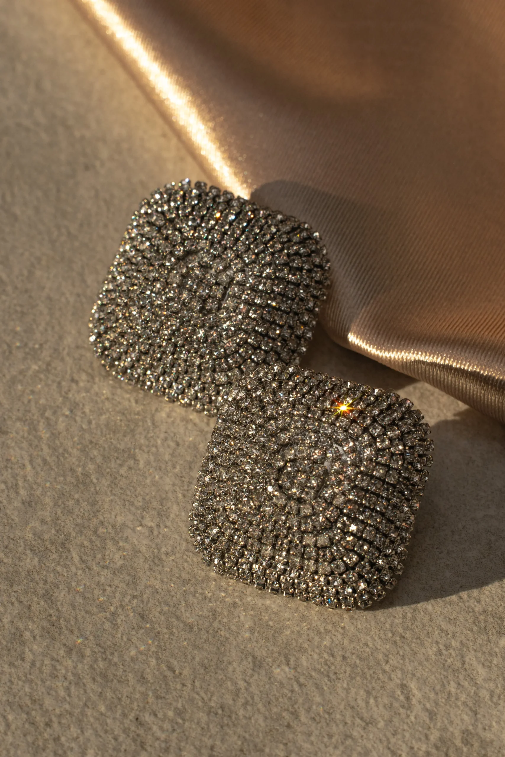 Silver Pave Square Earrings*JLUXLABEL Online