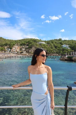 Sky Blue Fenix Reversible Linen Corset*JLUXLABEL Clearance