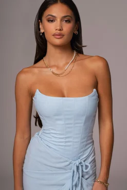 Sky Blue Fenix Reversible Linen Corset*JLUXLABEL Clearance