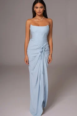 Sky Blue Noelia Linen Slit Skirt*JLUXLABEL Hot