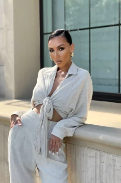 Stone Soho Front Tied Woven Top*JLUXLABEL Best