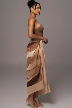 Tan Abstract Marine Print Sarong*JLUXLABEL Best