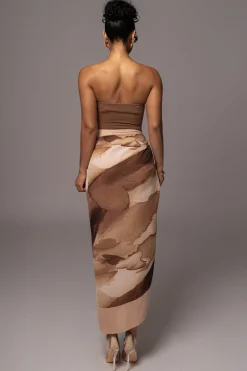 Tan Abstract Marine Print Sarong*JLUXLABEL Best