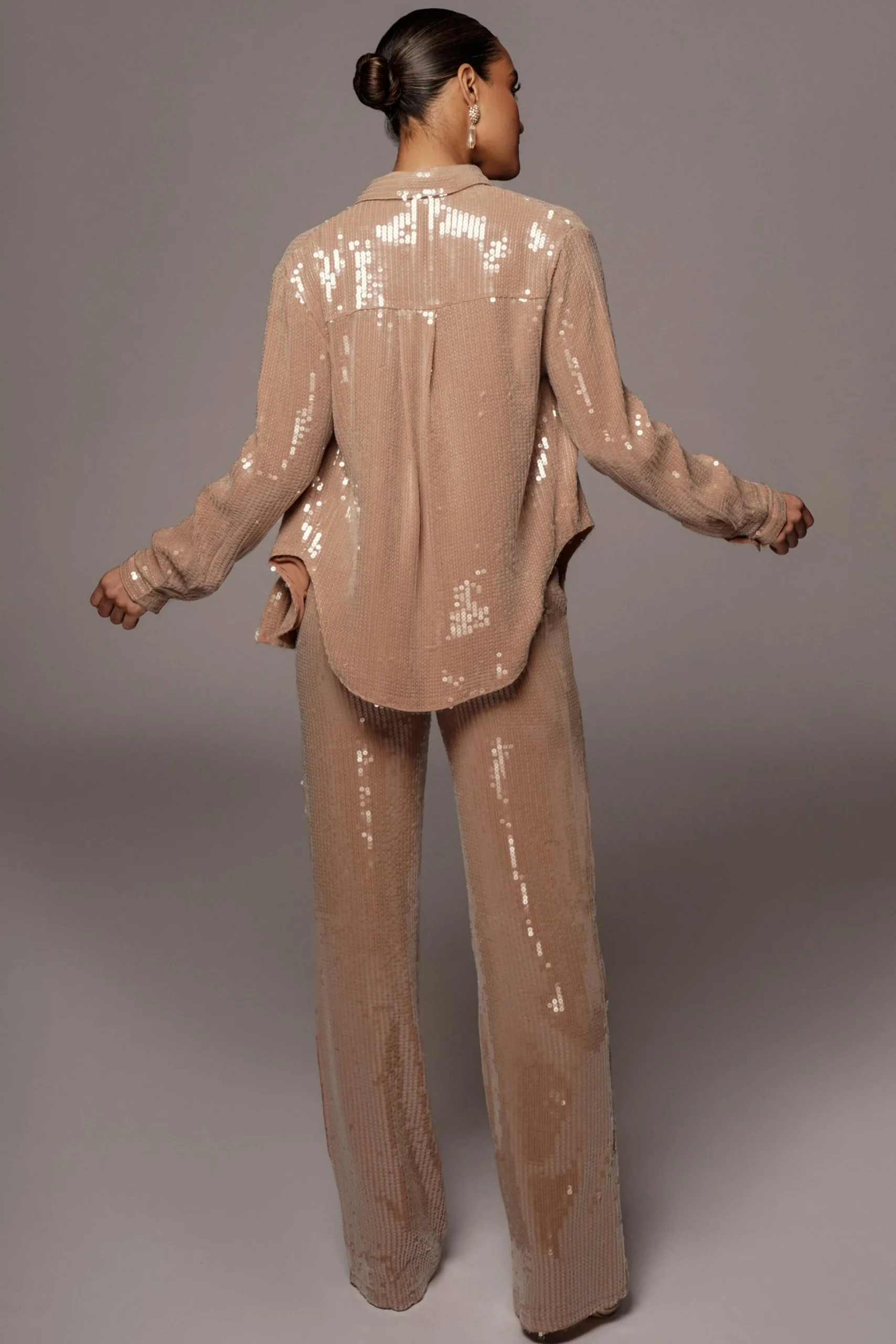 Tan Elowen Sequin Trousers*JLUXLABEL Hot