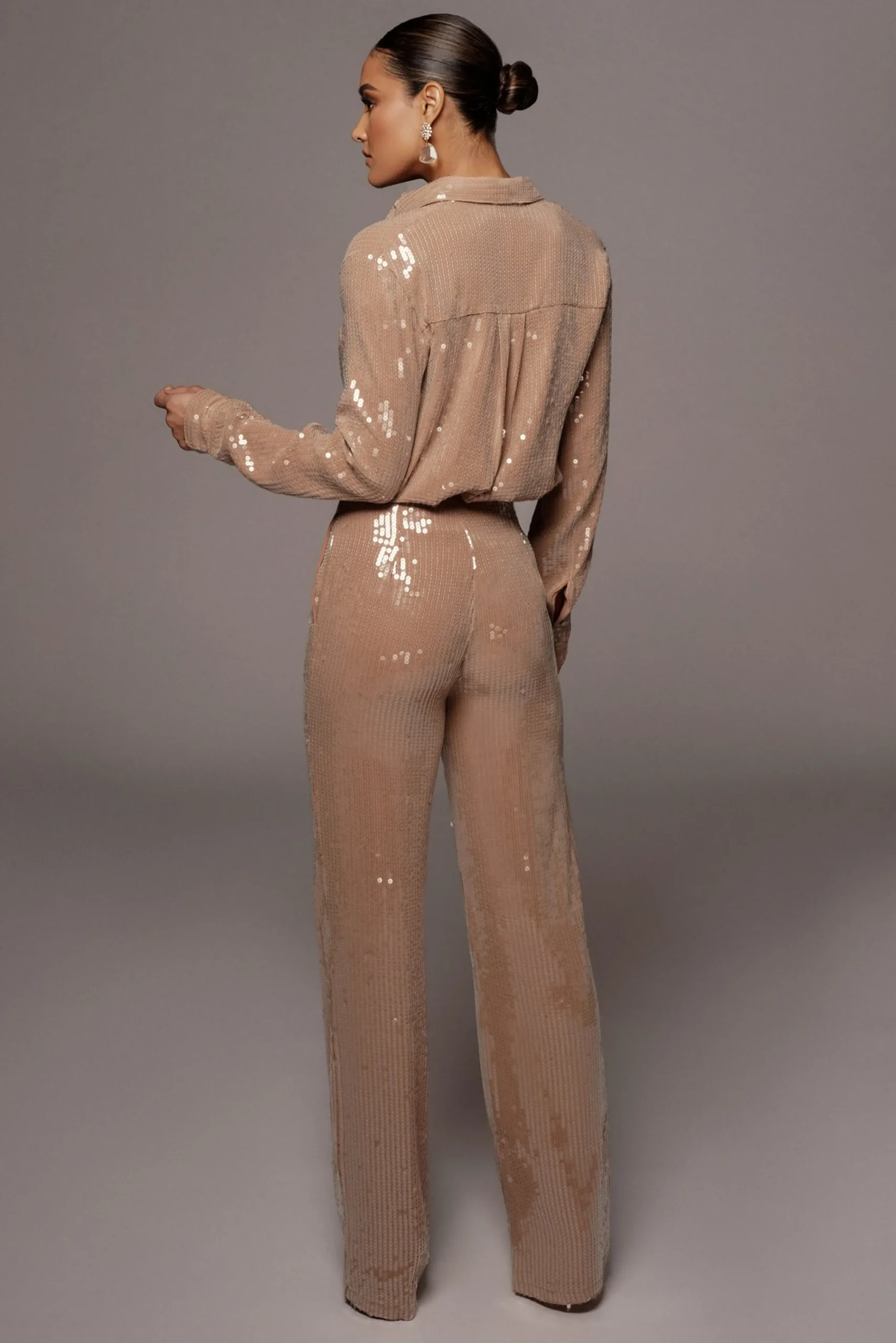Tan Elowen Sequin Trousers*JLUXLABEL Hot