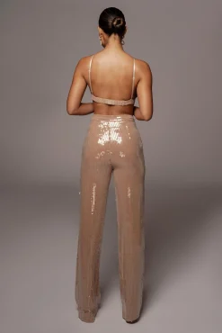Tan Elowen Sequin Trousers*JLUXLABEL Hot