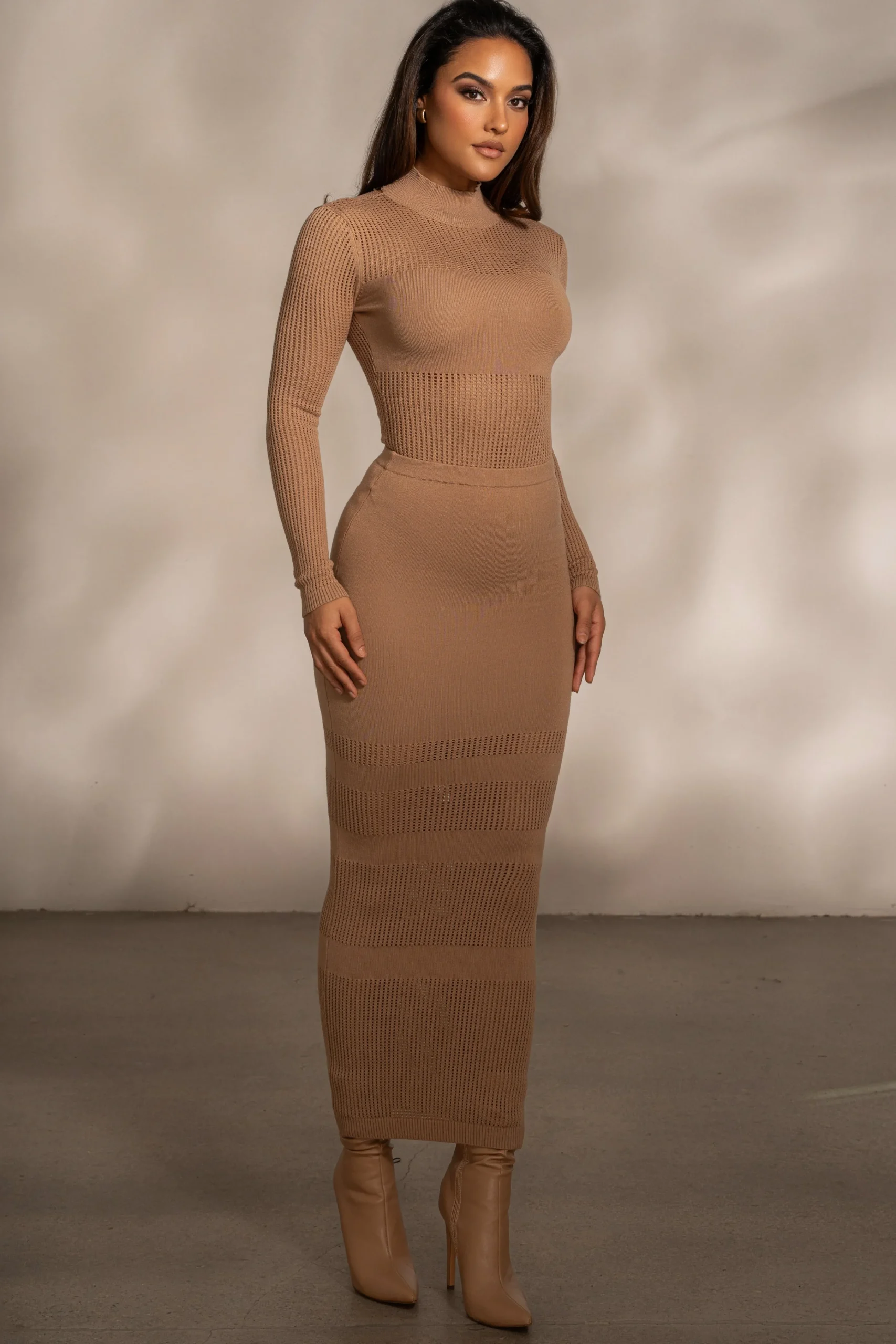 Tan Lina Knit Maxi Skirt*JLUXLABEL New