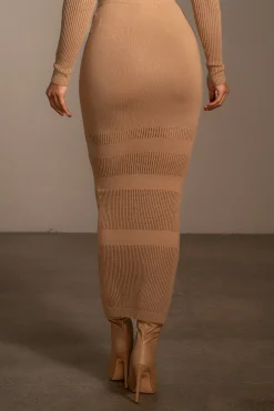 Tan Lina Knit Maxi Skirt*JLUXLABEL New