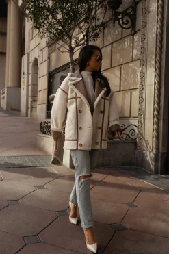 Tan Never Settle Reversible Teddy Jacket*JLUXLABEL Online