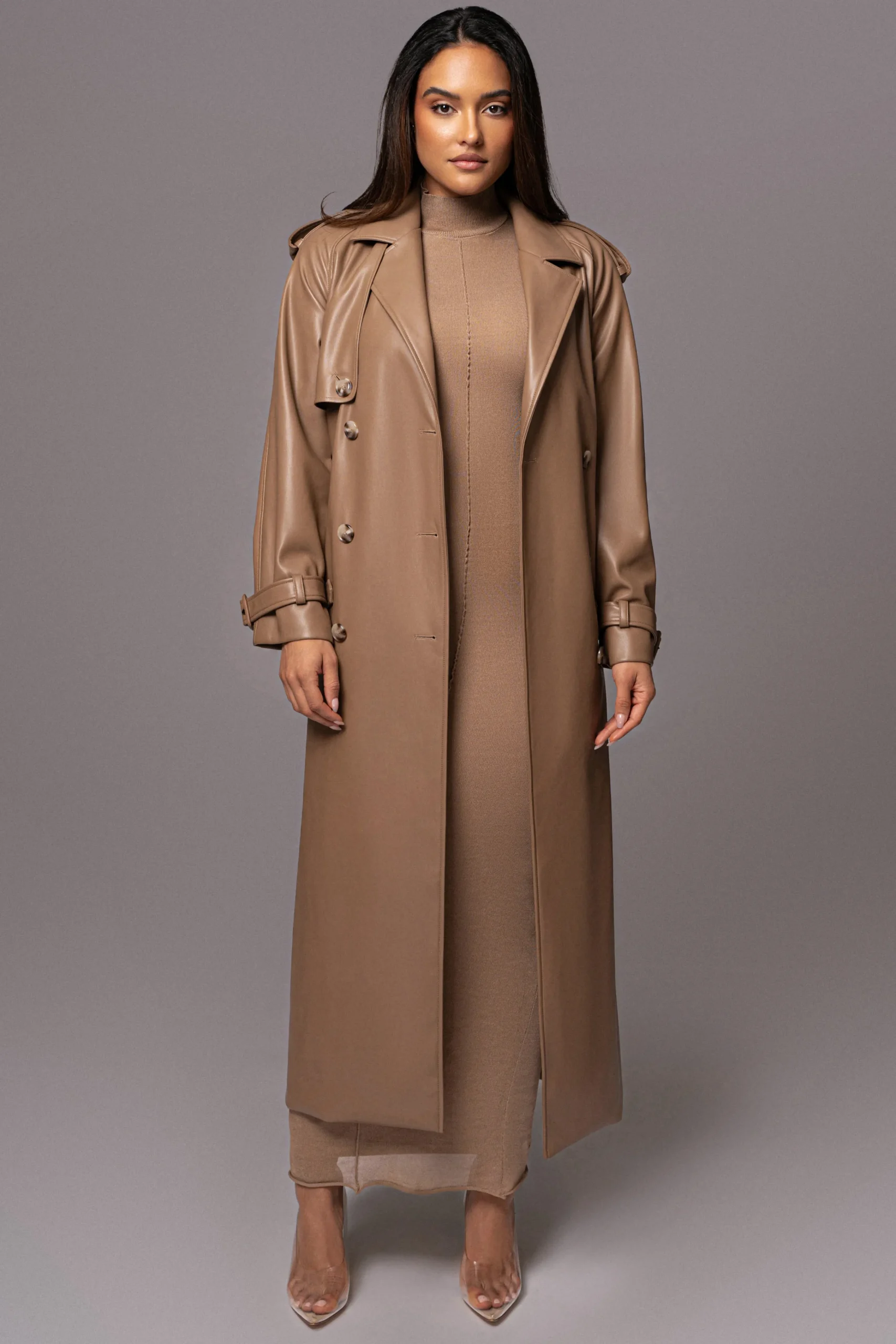 Tan Odin Faux Leather Coat*JLUXLABEL New