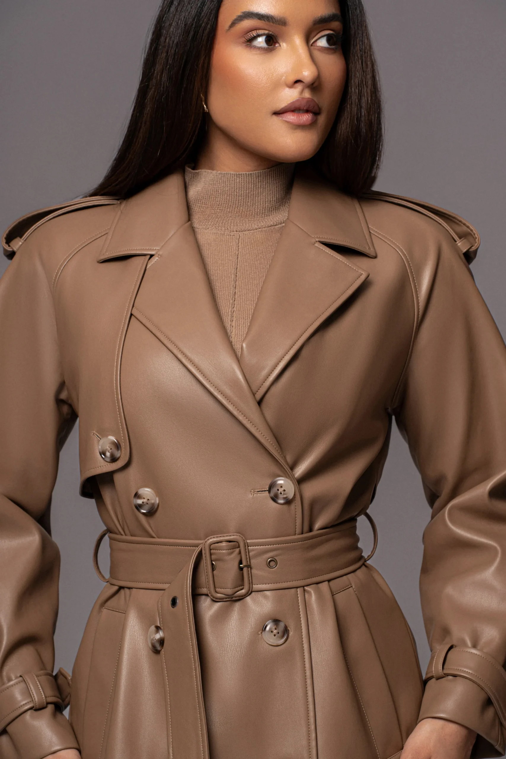 Tan Odin Faux Leather Coat*JLUXLABEL New