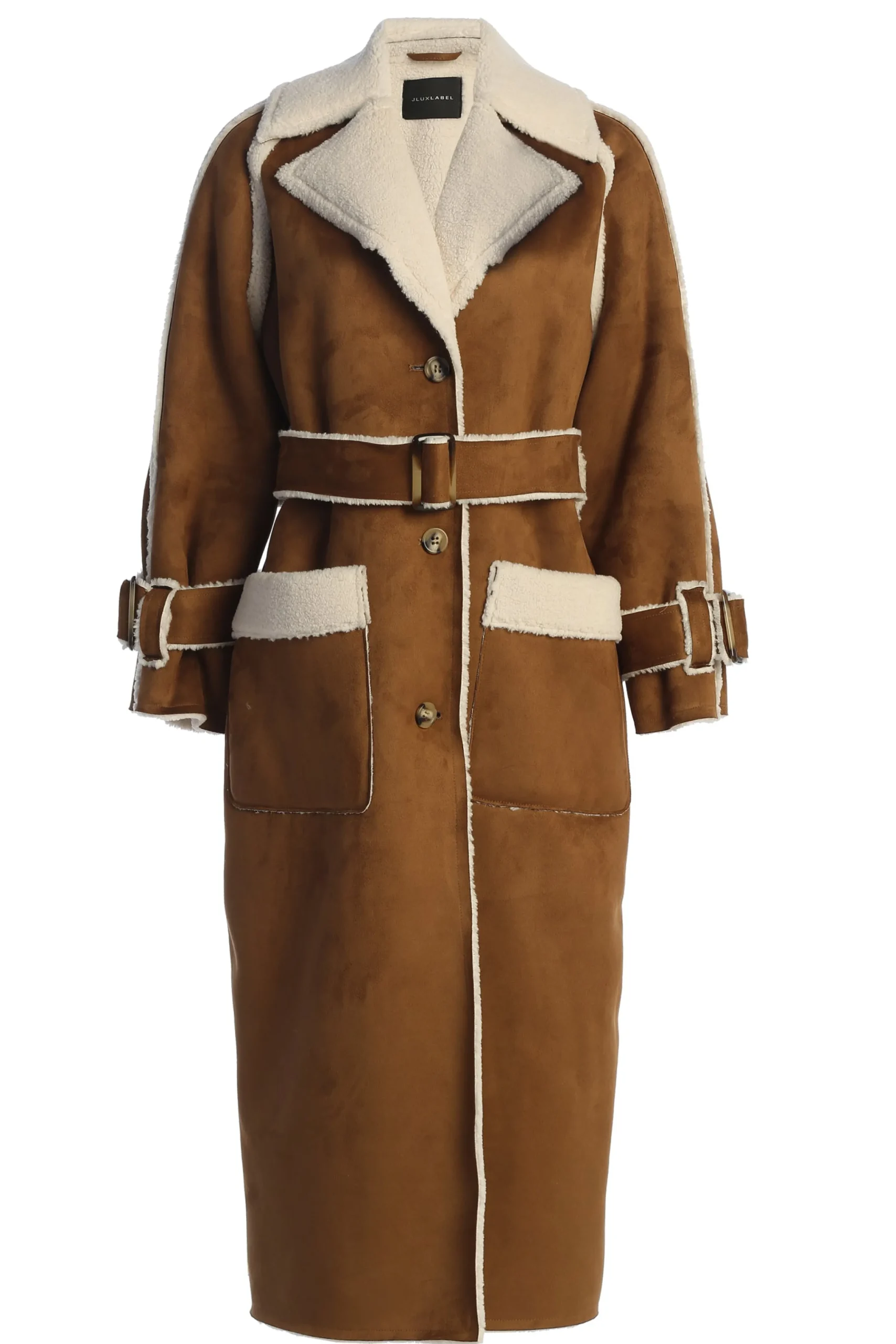 Tan Suede And Sherpa Reversible Coat*JLUXLABEL New