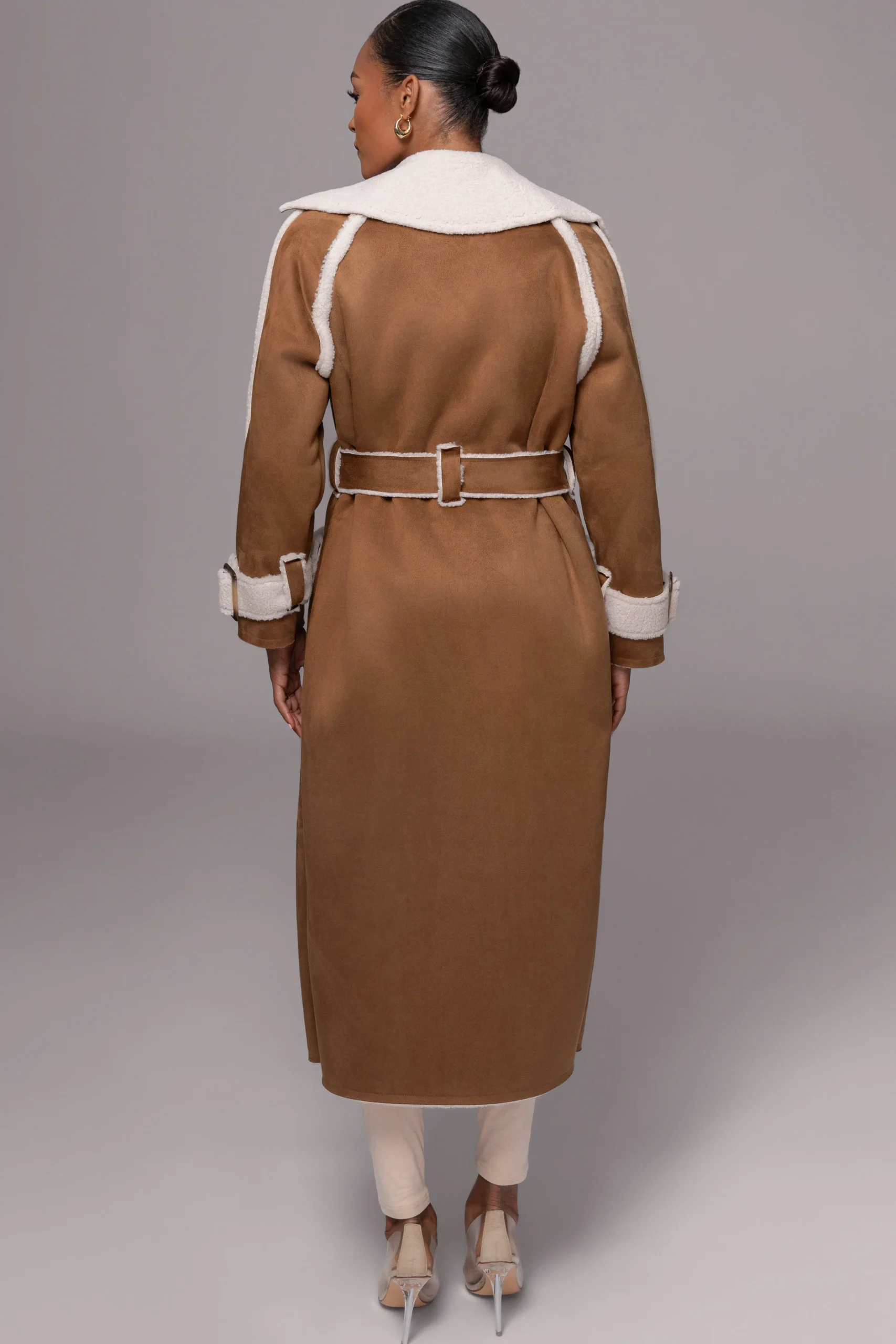 Tan Suede And Sherpa Reversible Coat*JLUXLABEL New