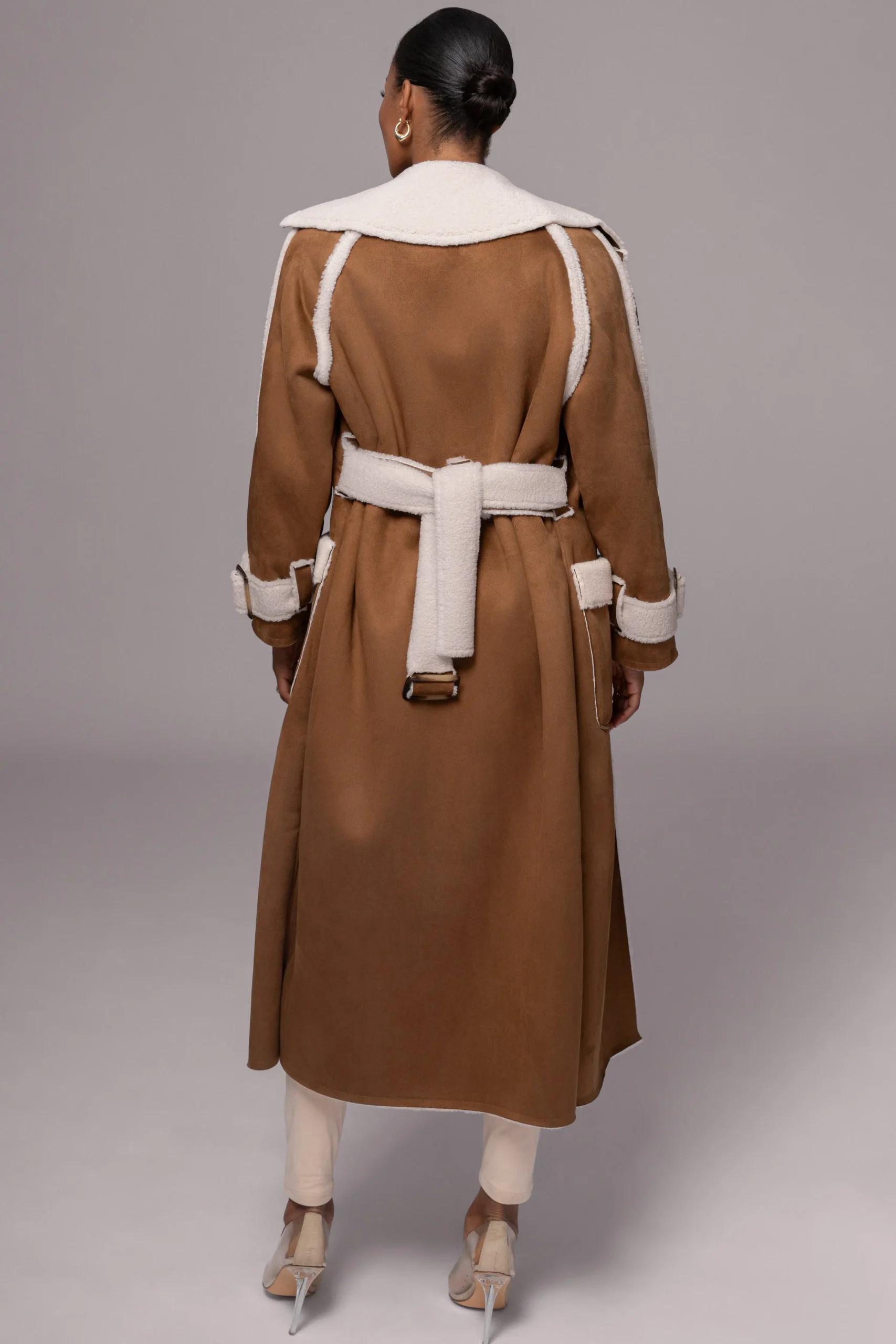 Tan Suede And Sherpa Reversible Coat*JLUXLABEL New