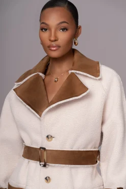 Tan Suede And Sherpa Reversible Coat*JLUXLABEL New