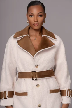 Tan Suede And Sherpa Reversible Coat*JLUXLABEL New