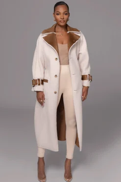 Tan Suede And Sherpa Reversible Coat*JLUXLABEL New