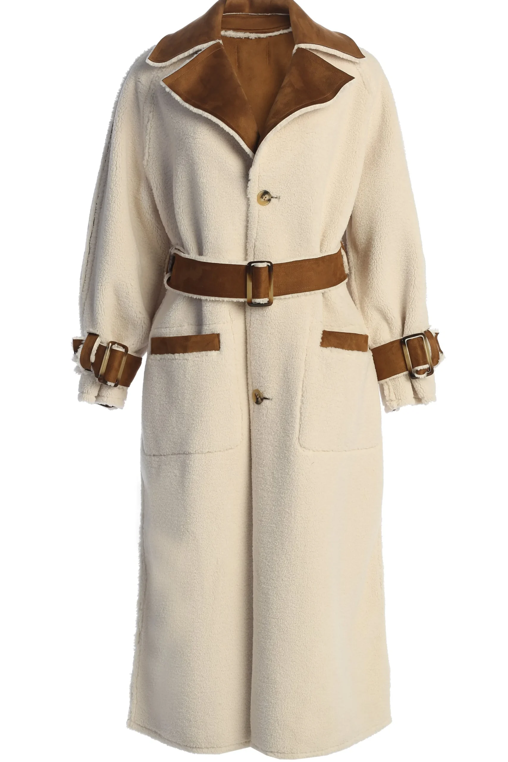 Tan Suede And Sherpa Reversible Coat*JLUXLABEL New