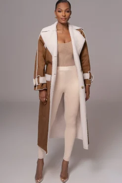Tan Suede And Sherpa Reversible Coat*JLUXLABEL New