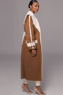 Tan Suede And Sherpa Reversible Coat*JLUXLABEL New