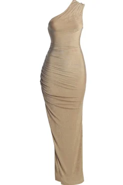Taupe Contrast Eden One Shoulder Maxi Dress*JLUXLABEL Online