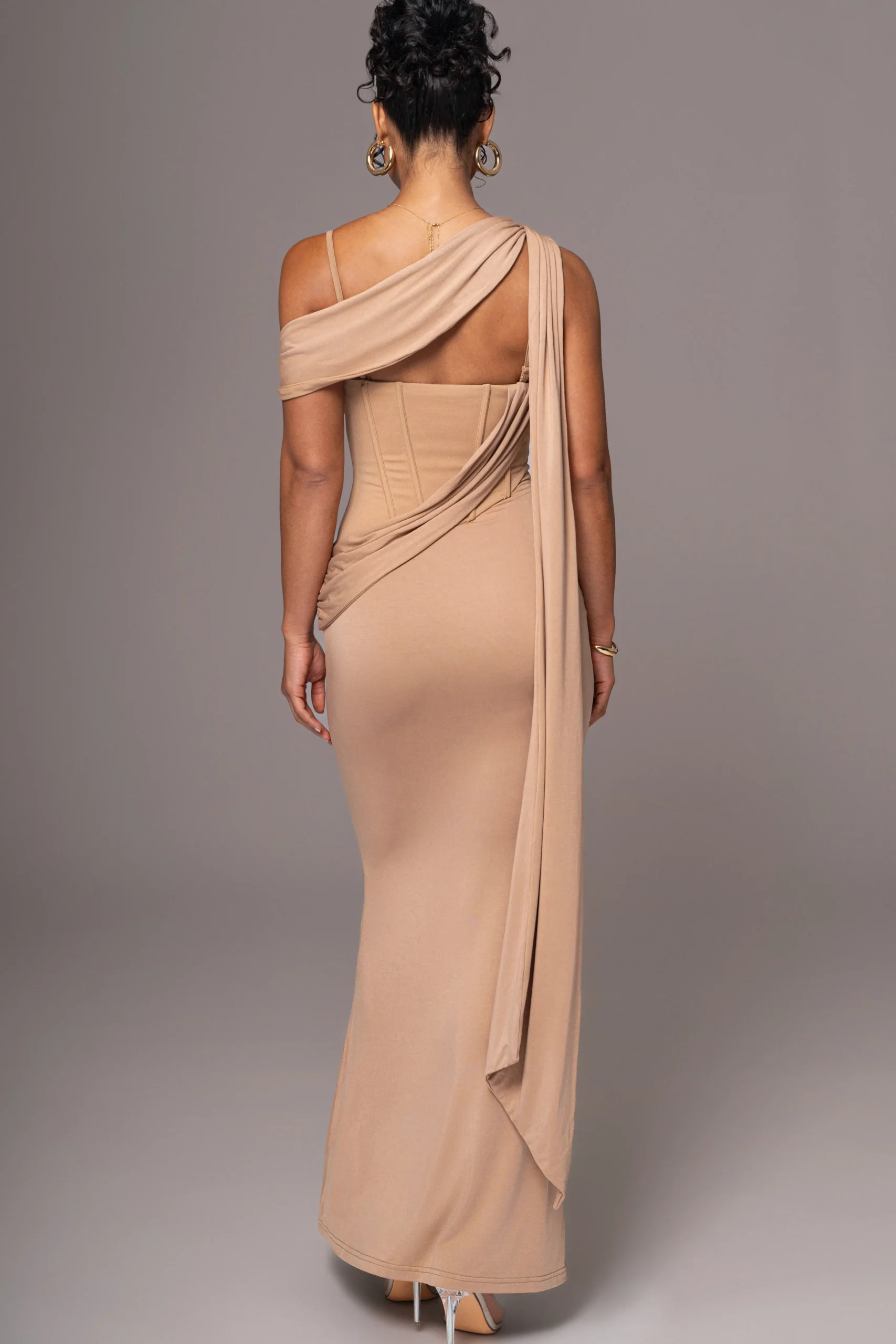 Taupe Grand Entrance Drape Dress*JLUXLABEL Hot
