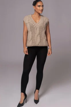 Taupe Mari Cable Knit Vest*JLUXLABEL Outlet