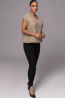 Taupe Mari Cable Knit Vest*JLUXLABEL Outlet