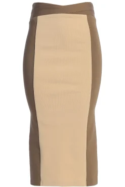 Taupe/Tan Celebration Colorblock Midi Skirt*JLUXLABEL Hot