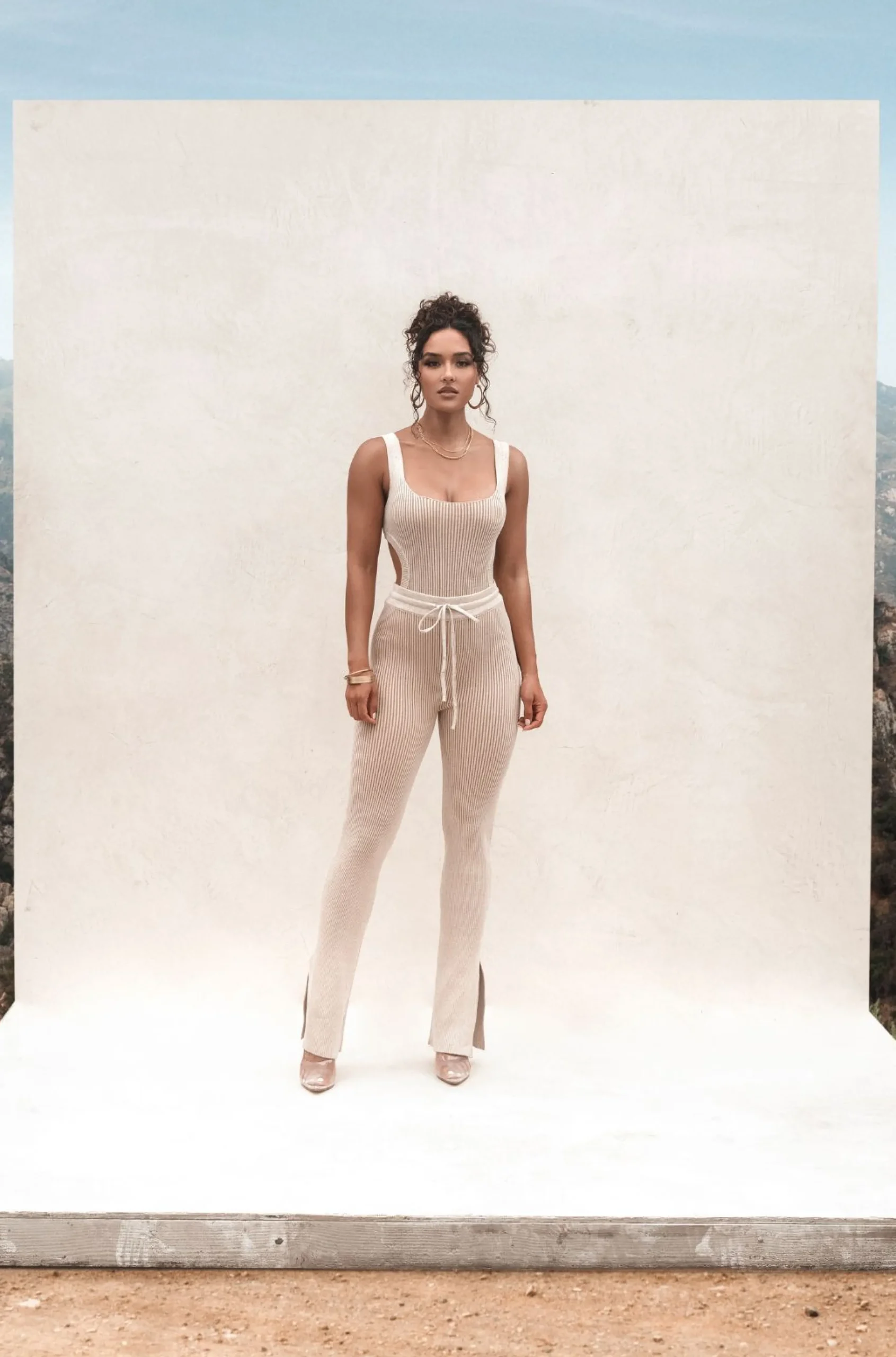 Taupe/White Faya Ribbed Pants*JLUXLABEL Discount