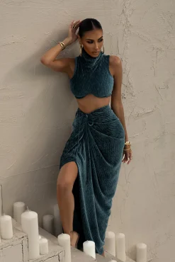 Teal Chosen One Velvet Skirt Set*JLUXLABEL Outlet