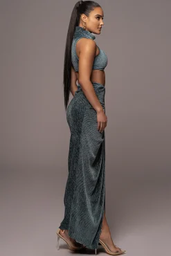 Teal Chosen One Velvet Skirt Set*JLUXLABEL Outlet