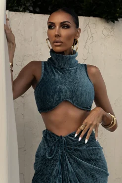 Teal Chosen One Velvet Skirt Set*JLUXLABEL Outlet