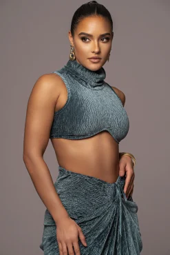 Teal Chosen One Velvet Skirt Set*JLUXLABEL Outlet